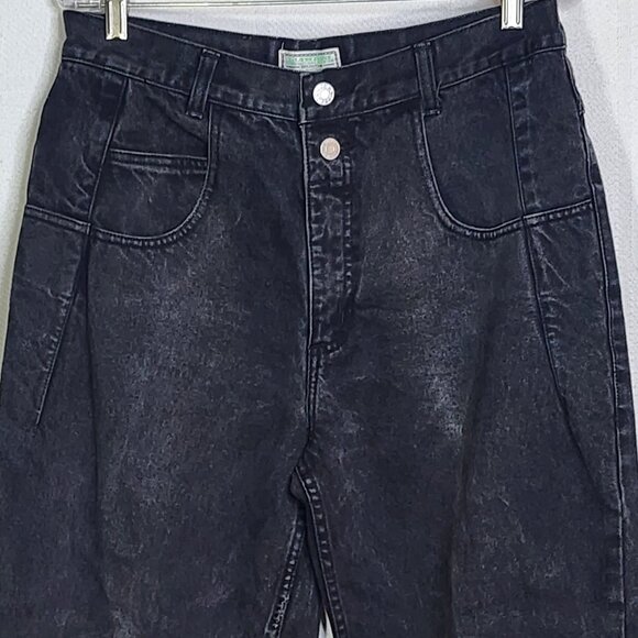 Guess Jeans Black Vintage Cotton Double Button Wide Leg Washed Jeans Size 32 XL - Picture 2 of 16